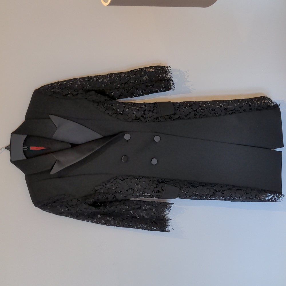 Imperial Black Tuxedo Satin Lace Dress Size XS Small